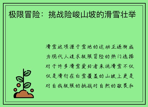 极限冒险：挑战险峻山坡的滑雪壮举